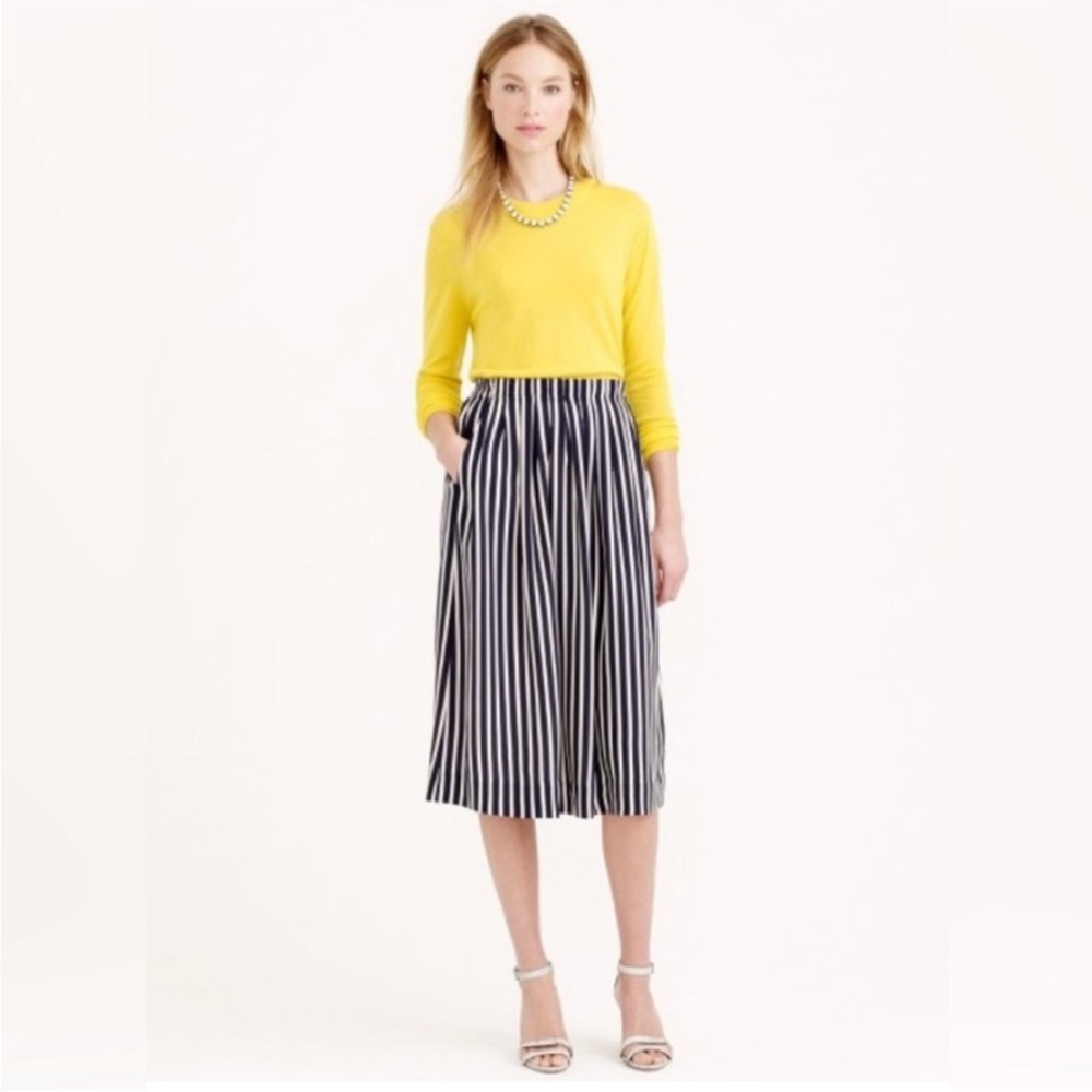 J. Crew Pleated Stripe MIDI Skirt